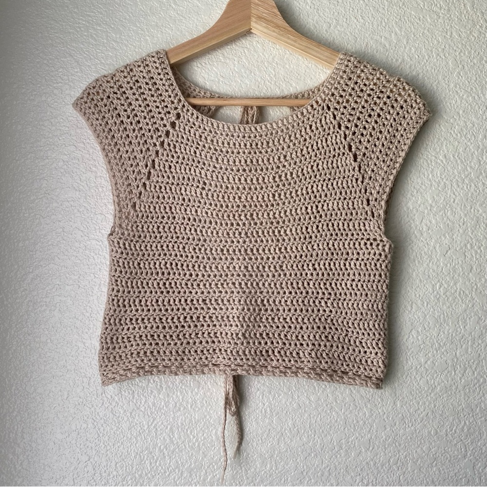 Handmade Boho Open Back Crochet Crop Top Size Small/ Medium